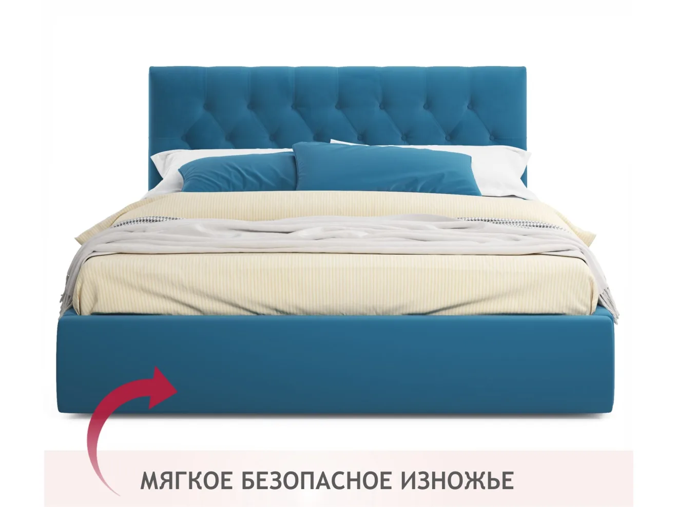 Мягкая кровать Verona 1600 синяя с ящиками арт. Тэ-00005462