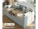 Мягкая кровать Эмили 900 c ящиками мята пастель арт. Тэ-00007146