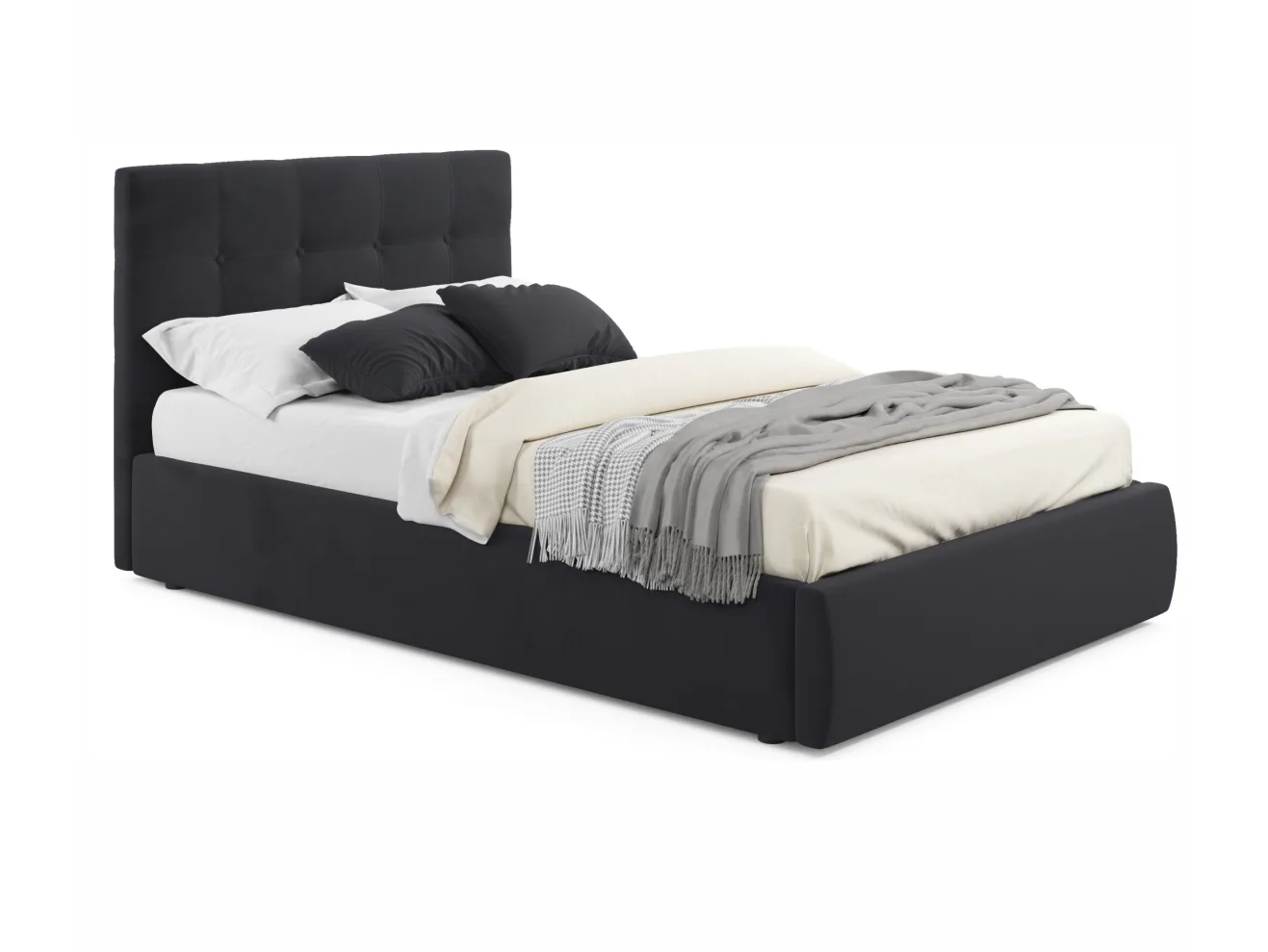Мягкая кровать Selesta 1200 темная с подъем.механизмом с матрасом ГОСТ арт. Тэ-00002817