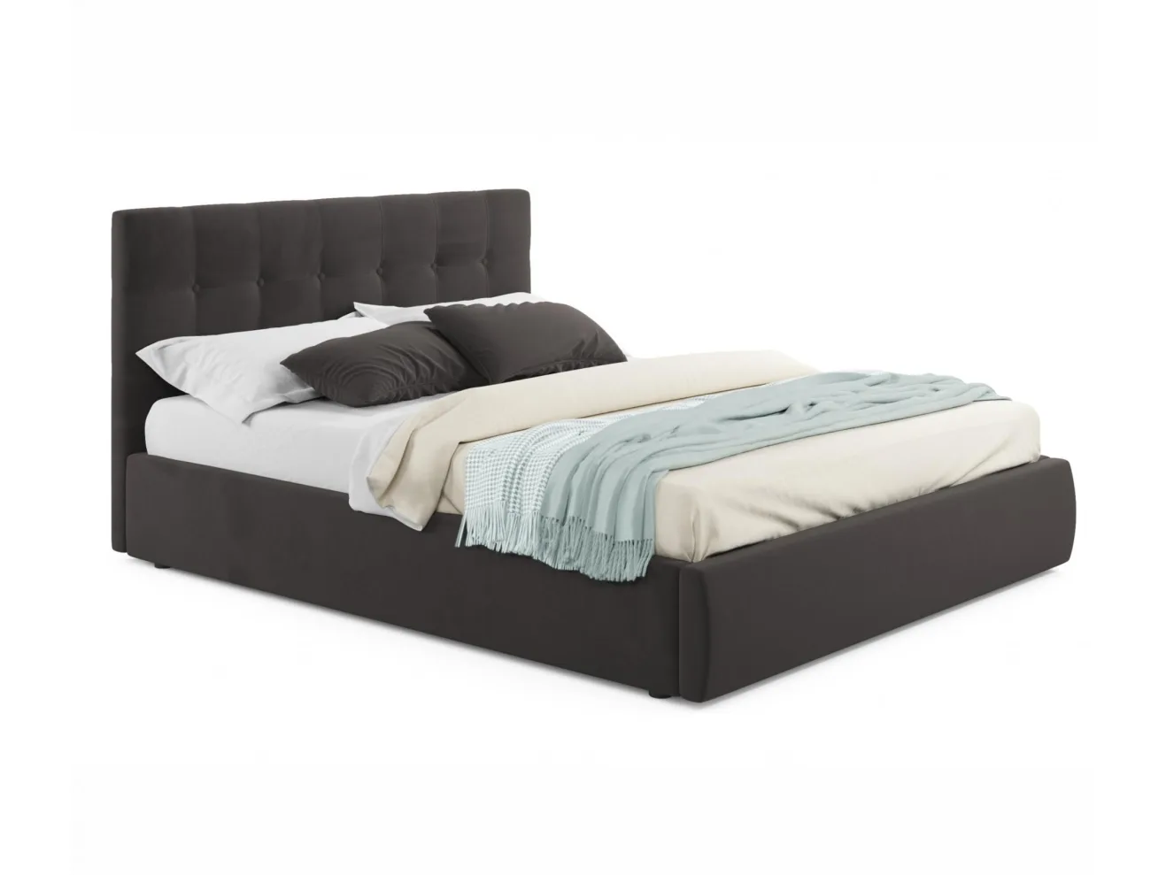 Мягкая кровать Selesta 1600 шоколад с подъемным механизмом арт. Тэ-00004242