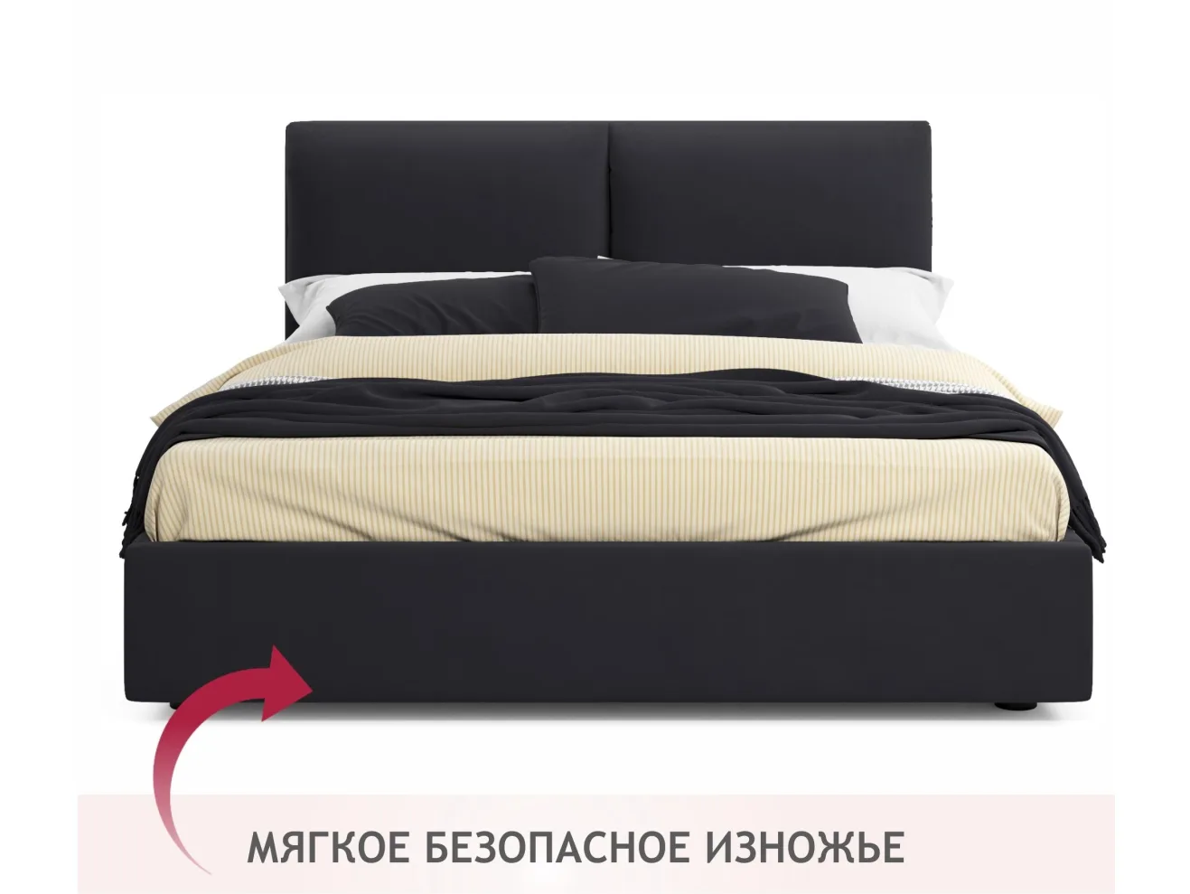 Мягкая кровать Vita 1600 темная с ортопедическим основанием арт. Тэ-00005505