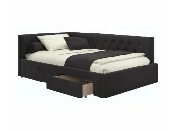 Мягкая кровать-тахта Afelia 1200 шоколад с ящиками