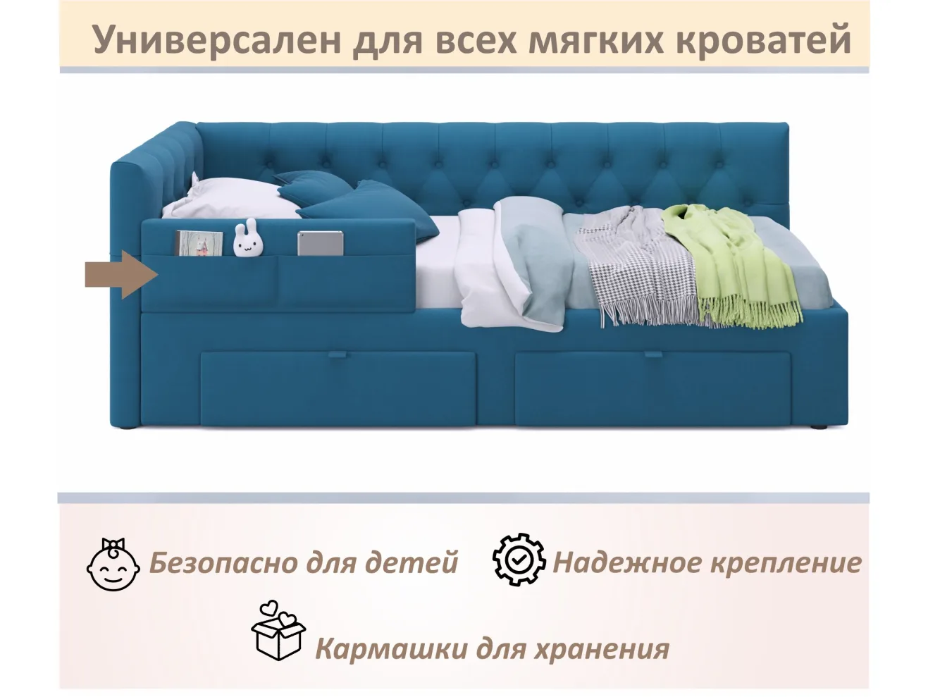 Мягкий защитный бортик синий арт. Тэ-00005383