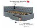 Односпальная кровать-тахта Afelia с ящиками 900 серая с ортопедическим основанием арт. Тэ-00005361