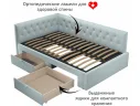 Мягкая кровать-тахта Afelia 1200 мята пастель с ящиками арт. Тэ-00005591