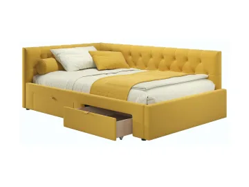Мягкая кровать-тахта Afelia 1200 желтая c ящиками