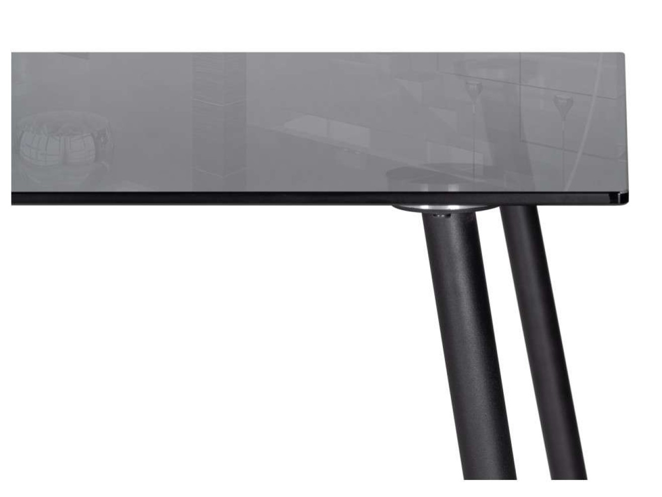 Smoke 120х80х75 clear gray / black Стол стеклянный