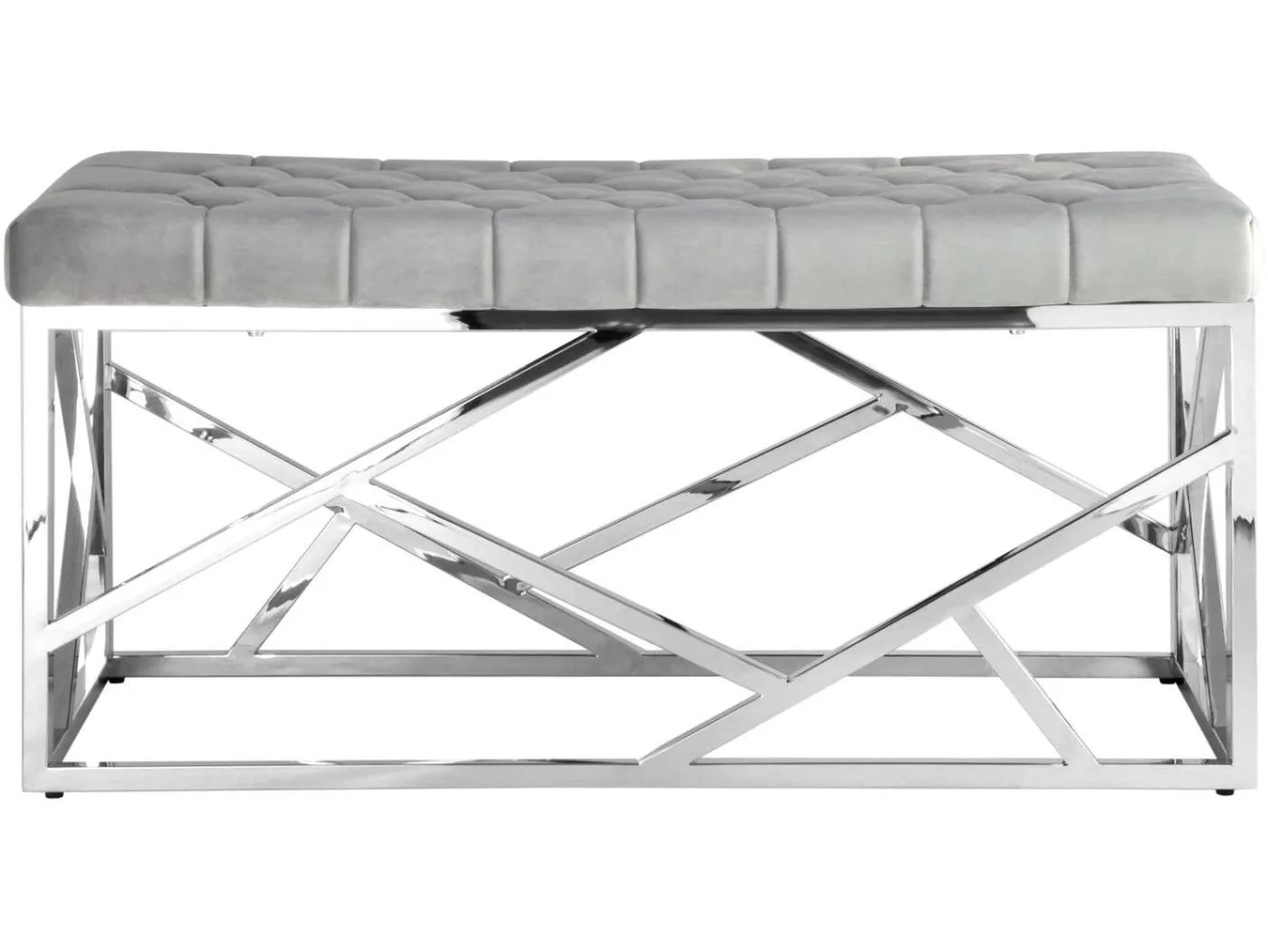 Банкетка-скамейка Stool Group АРТ ДЕКО Вельвет серый/Сталь серебро  Mebel арт. 1599015