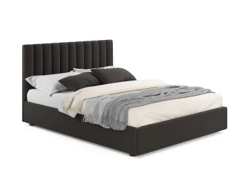 Мягкая кровать Olivia 1400 шоколад с ортопедическим основанием