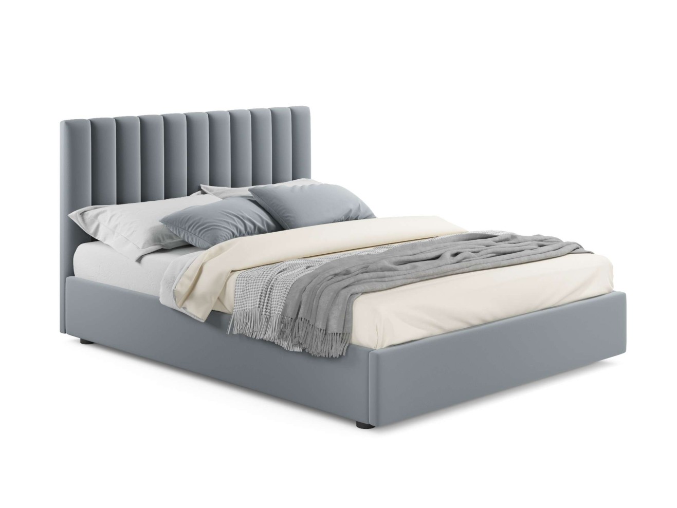 Мягкая кровать Olivia 1400 серая с ортопедическим основанием