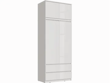 Челси Шкаф 2-х створчатый комбинированный + антресоль к шкафу 900 (Белый глянец, Белый)