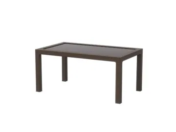 Стол пластиковый RATTAN 160x95см прямоугольный со стеклом (коричневый)