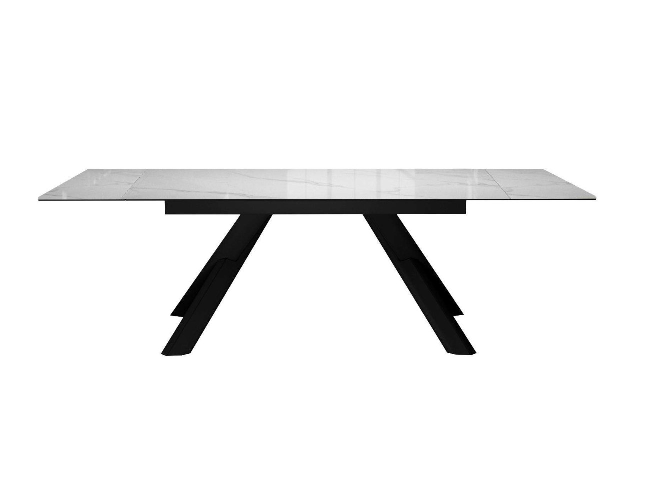 Стол DikLine DKX140 керамика Carrara Gloss (мрамор глянец белый), подстолье черное, опоры черные (2уп.)