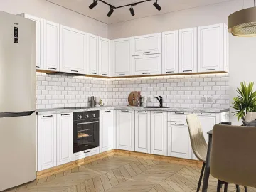 Кухонный гарнитур угловой Дублин-02, МДФ, 220×240 см, Особый белый