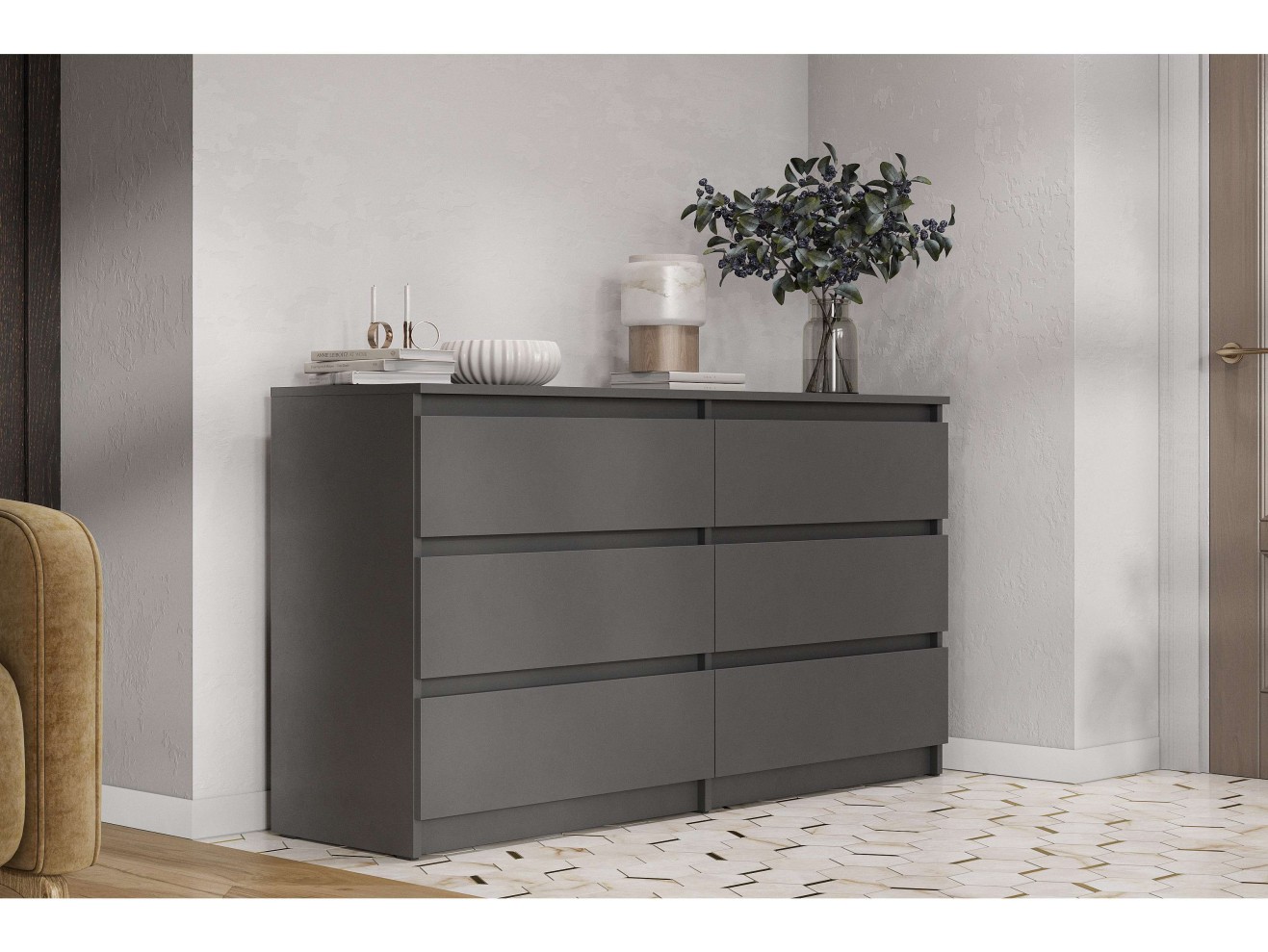 Комод с ящиками 1,38м Денвер, графит