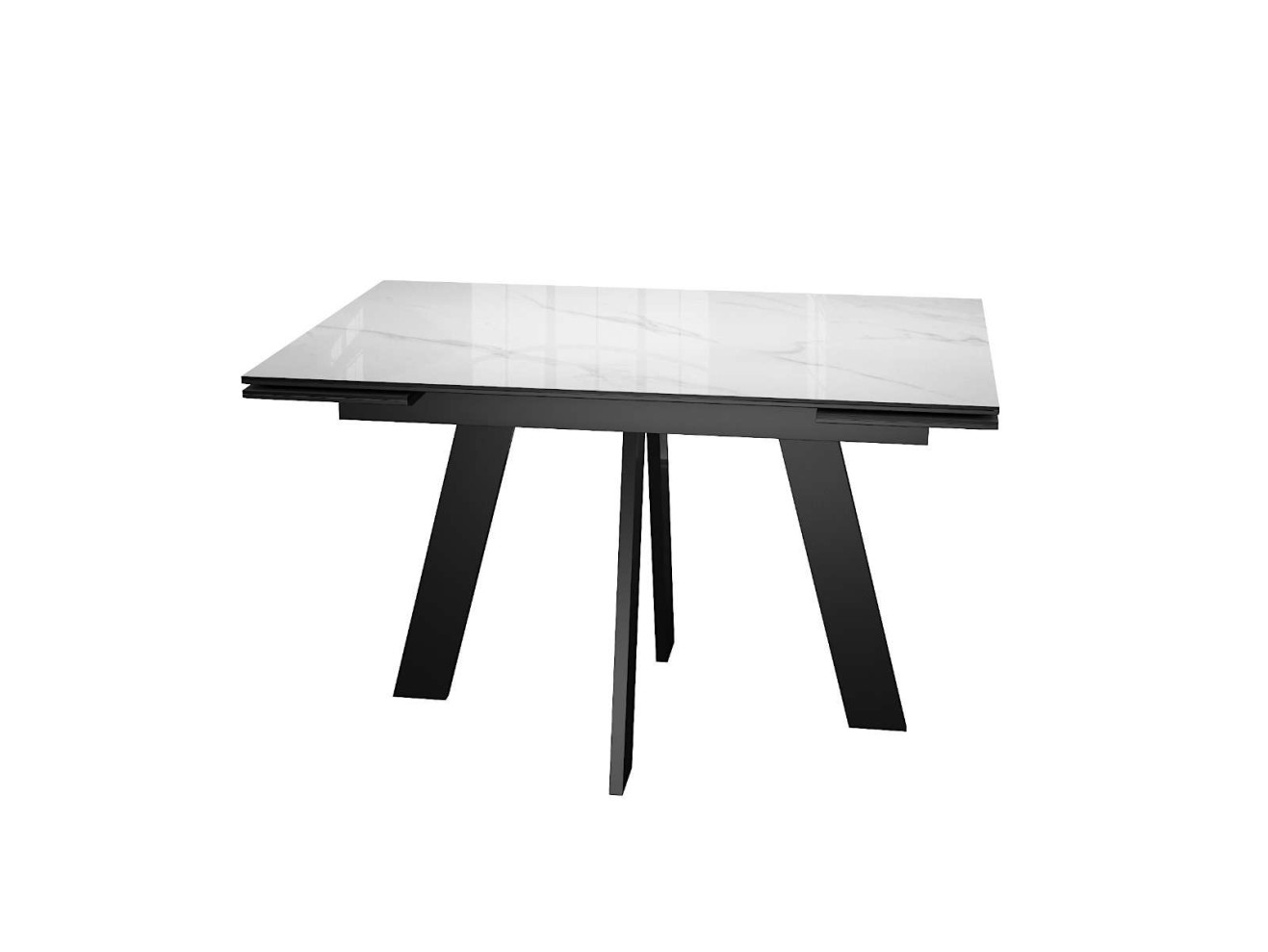 Стол DikLine SKM120 Керамика Carrara Gloss (мрамор глянец белый)/опоры черные