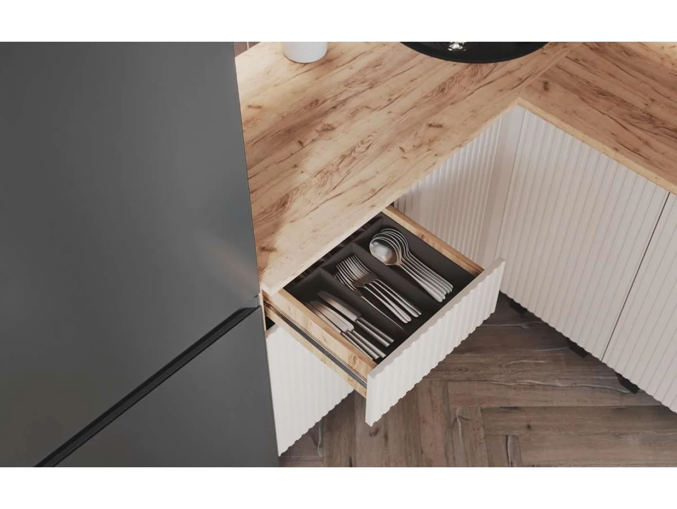 Угловая кухня Оливия NEW 1,4х2,4м, Крафт золотой/Кашемир арт. 1342581