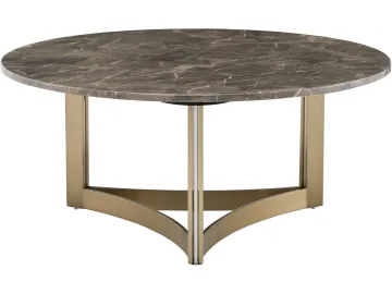 Стол журнальный STOOL GROUP Кассия 90*90 Темная керамика, сталь шампань