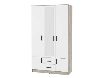 Шкаф трехстворчатый Ронда ШК-3, Дуб крафт серый, Белый
