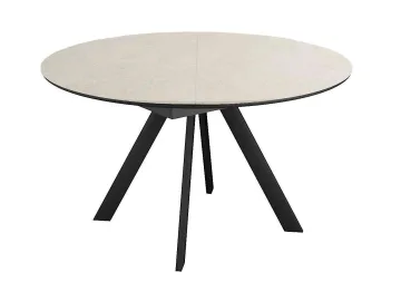 Стол DikLine SKC120 d1200 Керамика Krater Perla (бежевый матовый)/подстолье черное/опоры черные