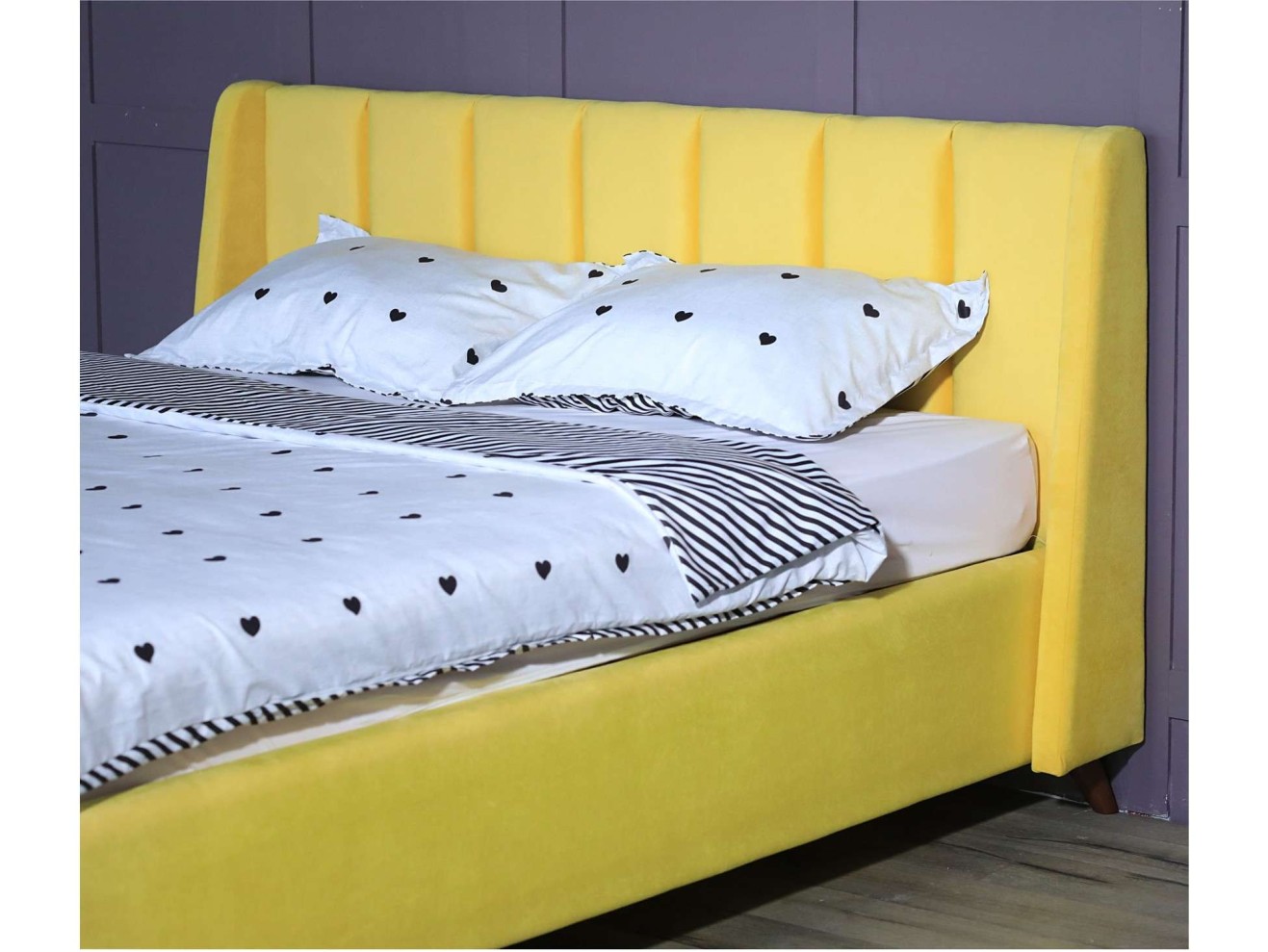 Мягкая кровать Betsi 1600 желтая с подъемным механизмом и матрасом PROMO B COCOS арт. 658737