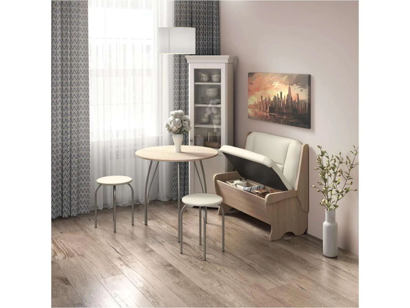 Скамья Лотос 950 дуб/крем арт. 837507