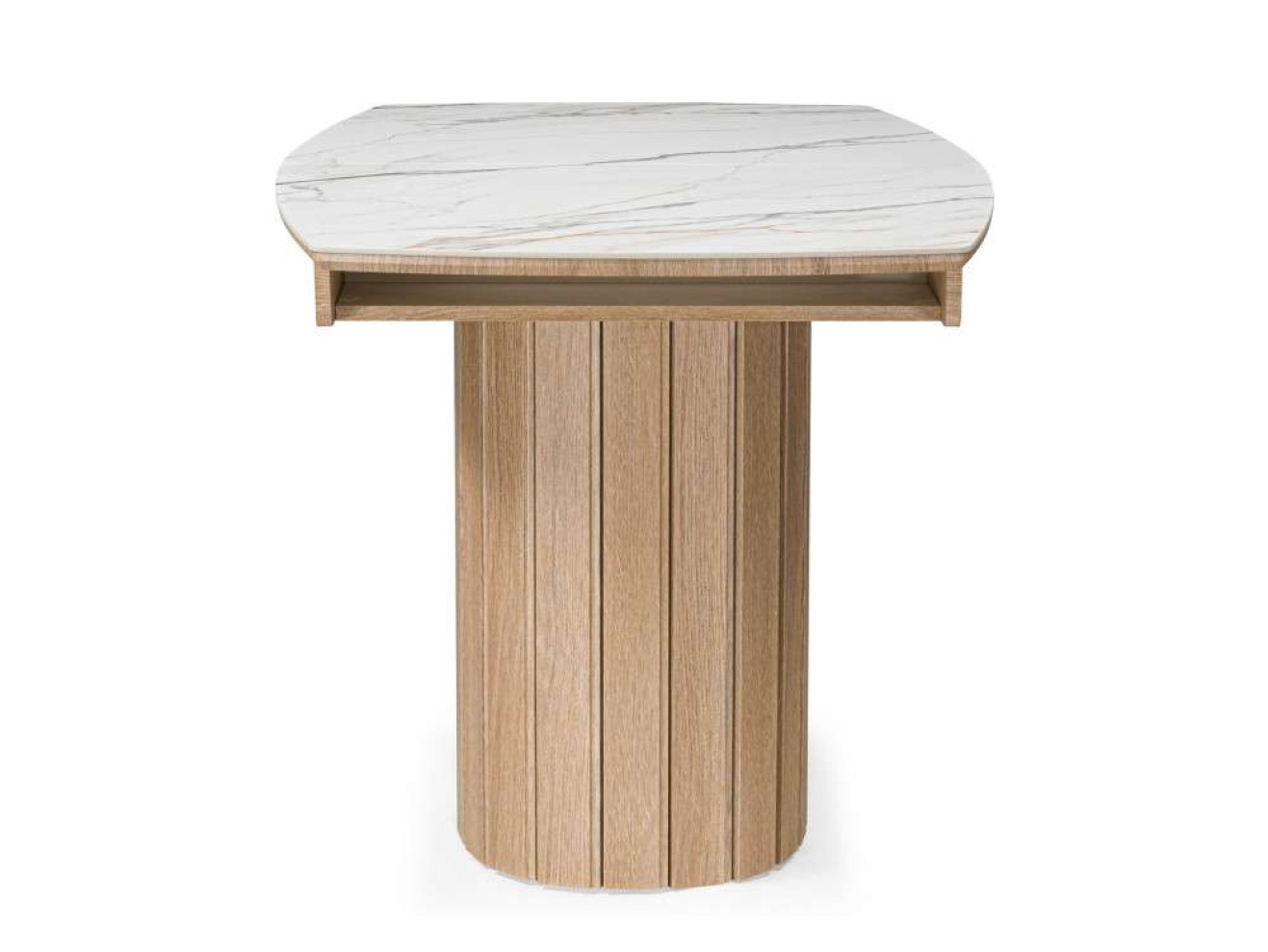 Люмен 140(180)х80 белый с прожилками gilt white / дуб американский Керамический стол