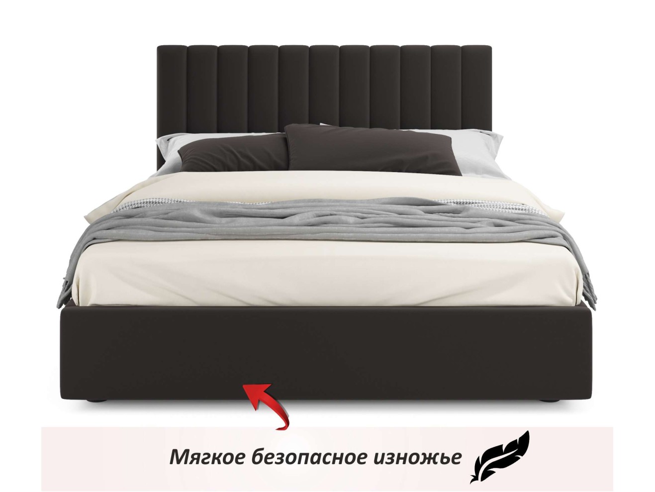 Мягкая кровать Olivia 1600 шоколад с ящиками арт. 1076943