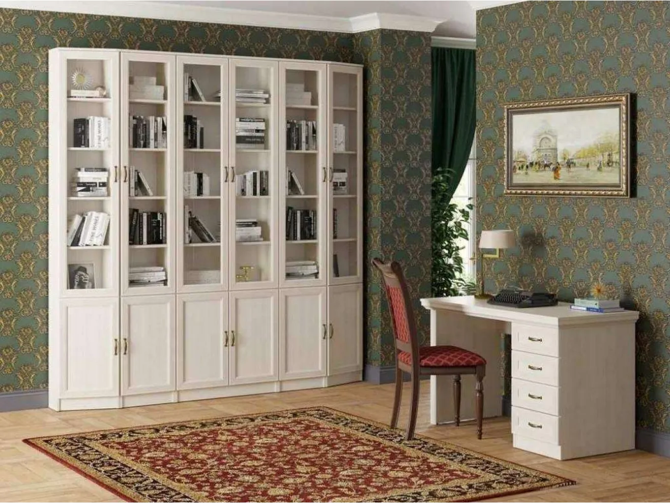 Библиотека МС-1 Оливия Вудлайн кремовый/Аруша Венге арт. 806689