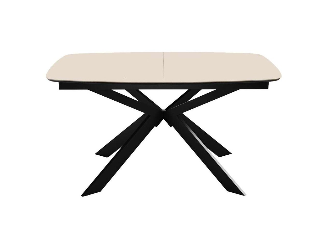 Стол DikLine BK140 керамика Krater Perla (бежевый матовый), подстолье черное, опоры черные