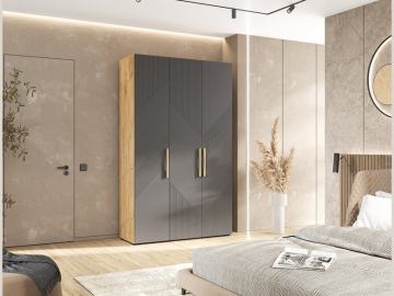 Ирис Шкаф 3-х ств. 1350 браш графит/дуб крафт