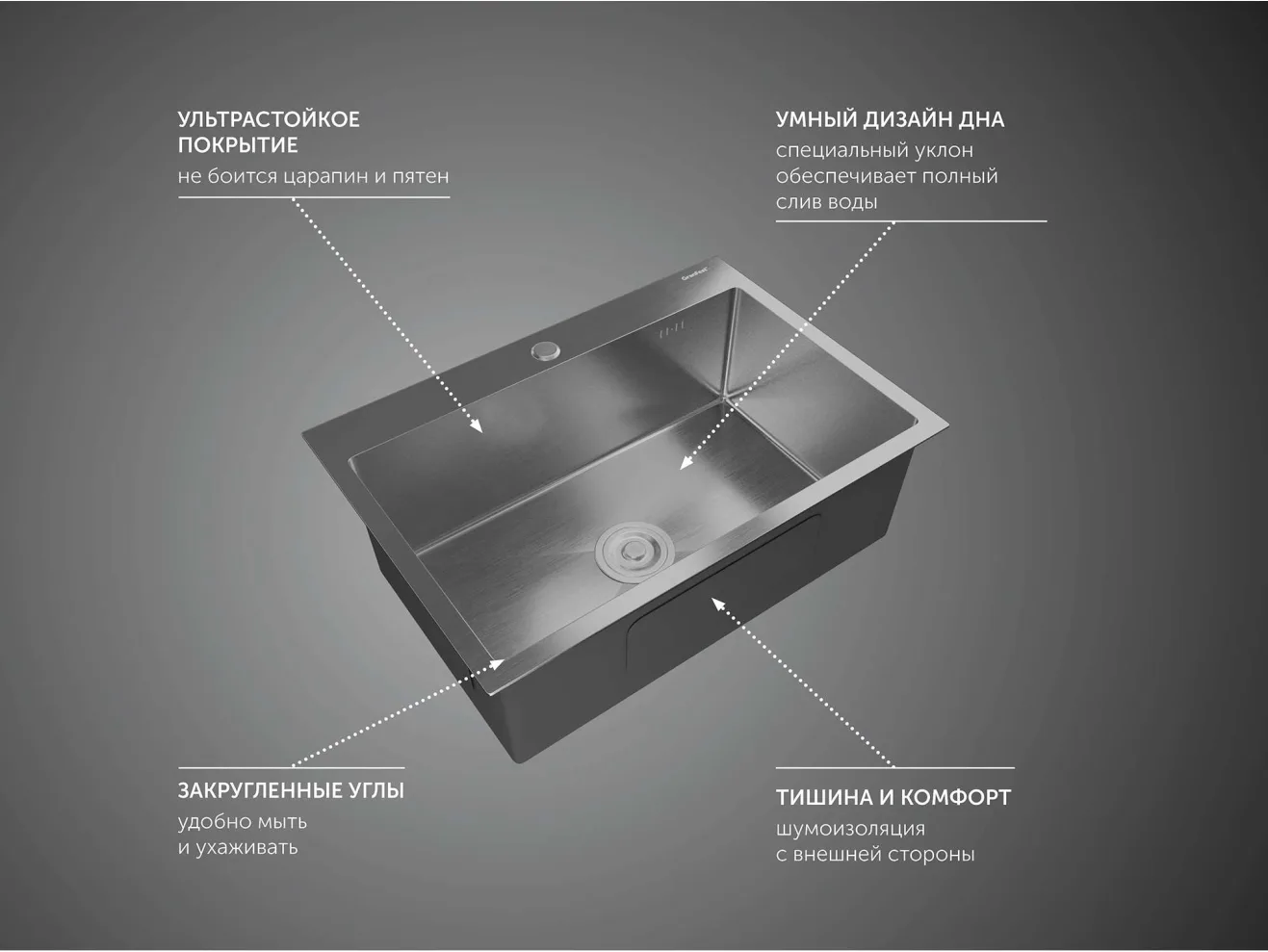 Мойка 6545 мойка нерж. 1 чаша 650*450*215 мм арт. 1266009