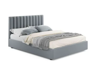 Мягкая кровать Olivia 1600 серая с подъемным механизмом