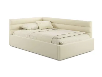 Мягкая кровать-тахта Aura 1200 бежевая с подъемным механизмом