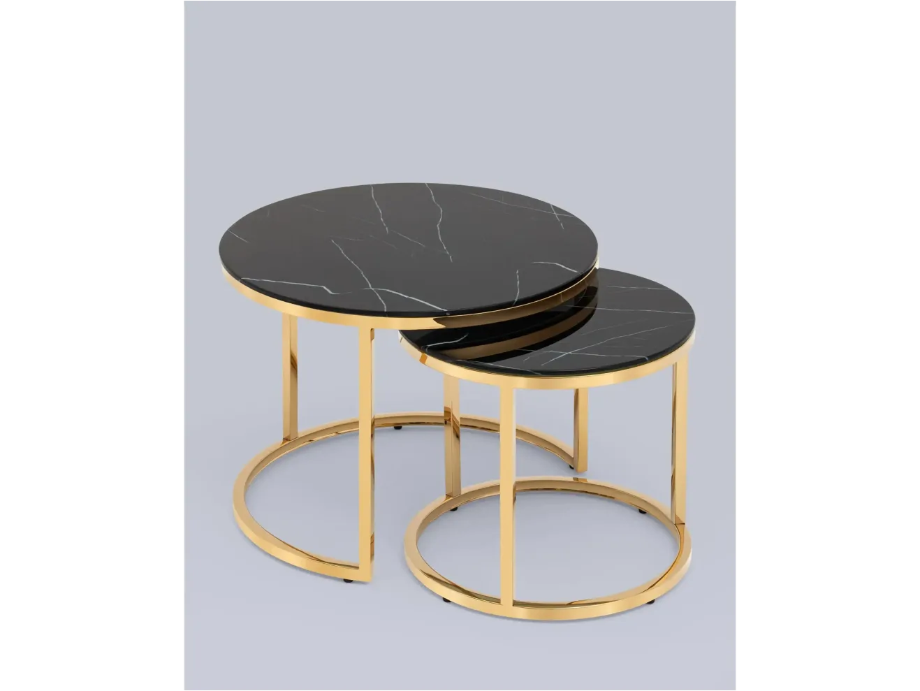 Набор журнальных столиков STOOL GROUP Селена 60 и 45 см Черный мрамор/Зол арт. 1568181