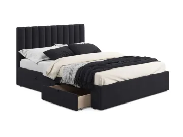Мягкая кровать Olivia 1600 темная с ящиками