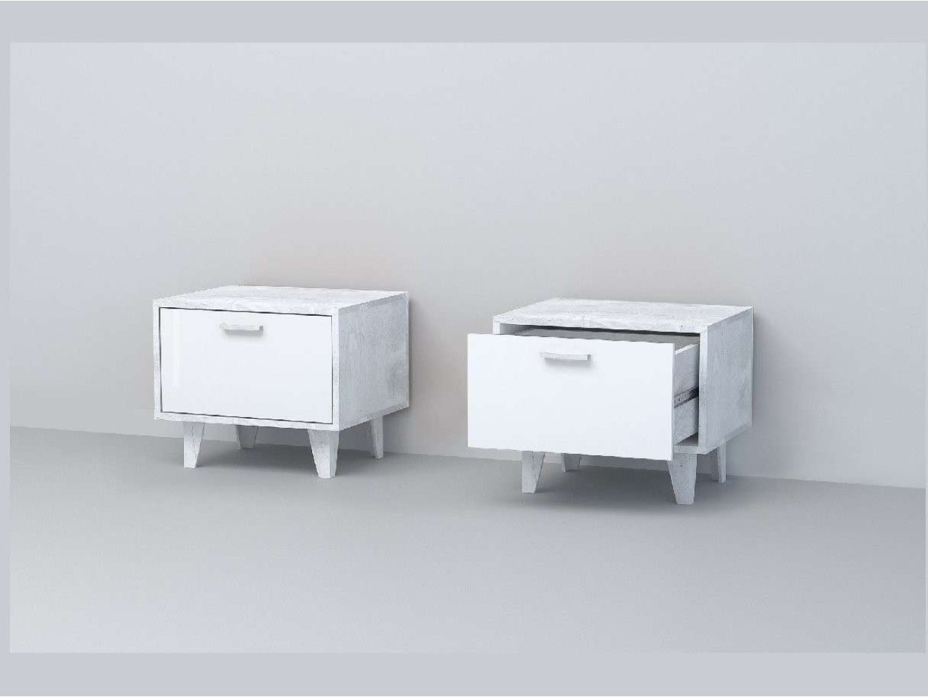 Эго Тумба Т-5 НГ (Глянец Белый/Бетон Светлый)