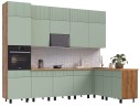 Кухня Оливия NEW 3,0х1,8/1080м Компоновка №2, Крафт золотой/Олива софт арт. 1342589