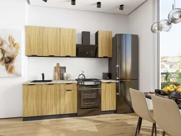 Кухонный гарнитур Евро Лайн-06, МДФ, 160 см, Дуб песочный