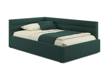 Мягкая кровать-тахта Aura 1200 изумруд с подъемным механизмом