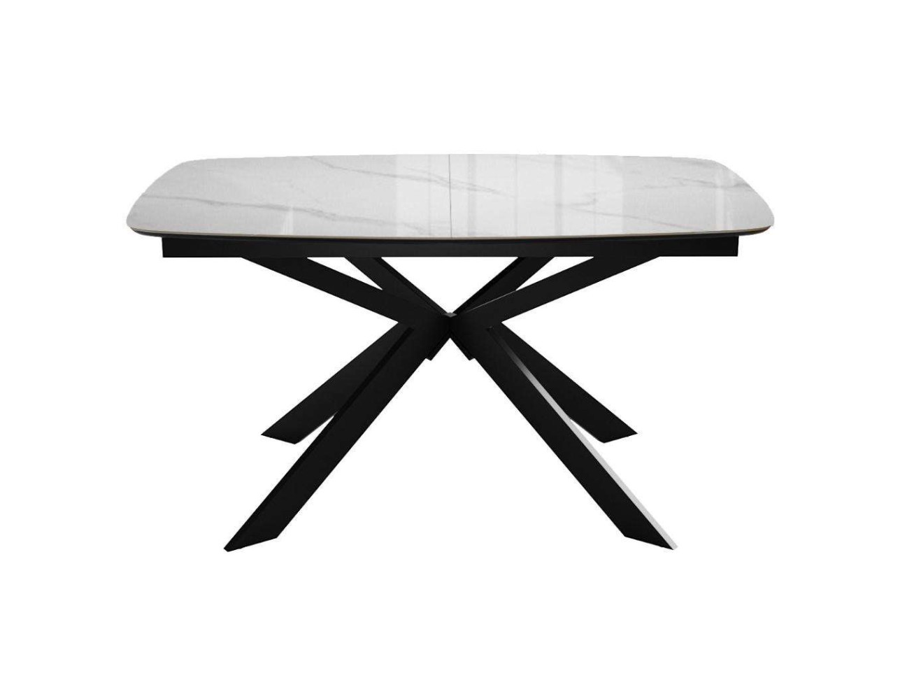Стол DikLine BK140 керамика Carrara Gloss (мрамор глянец белый), подстолье черное, опоры черные