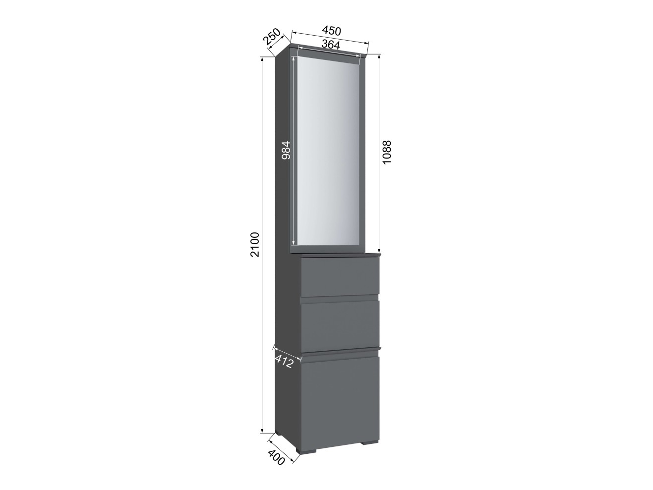 Тумба с ящиками Плейона, Дуб Делано, Графит серый арт. 1573455