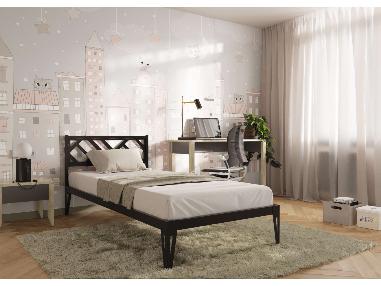 Кровать КМД 47 АЙРИС 900, черный