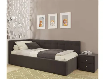 Односпальная кровать-тахта Bonna 900 шоколад ортопед.основание с матрасом PROMO B COCOS