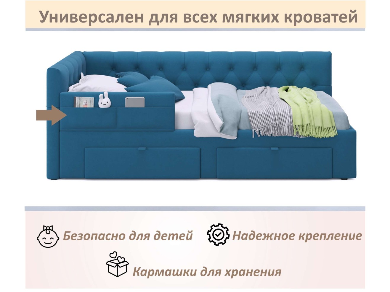Мягкий защитный бортик синий