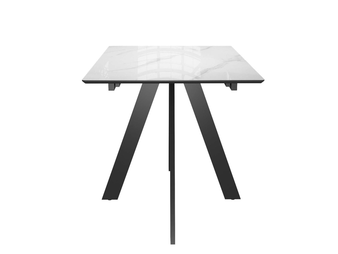 Стол DikLine DKD140 керамика 140(180)х80, Carrara Gloss (мрамор глянец белый), опоры черные (2уп.)