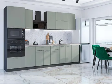 Кухонный гарнитур Квадро-01, МДФ, 300 см, Аквамарин