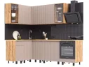 Угловая кухня Оливия NEW 1,4х2,4м, Крафт золотой/Холст латте арт. 1342585