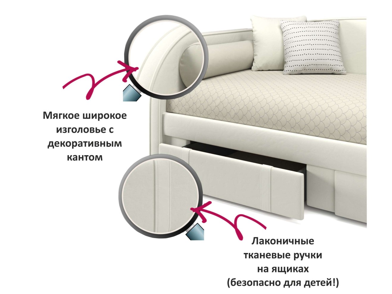 Мягкая кровать Elda 900 беж с ортопедическим основанием и матрасом АСТРА