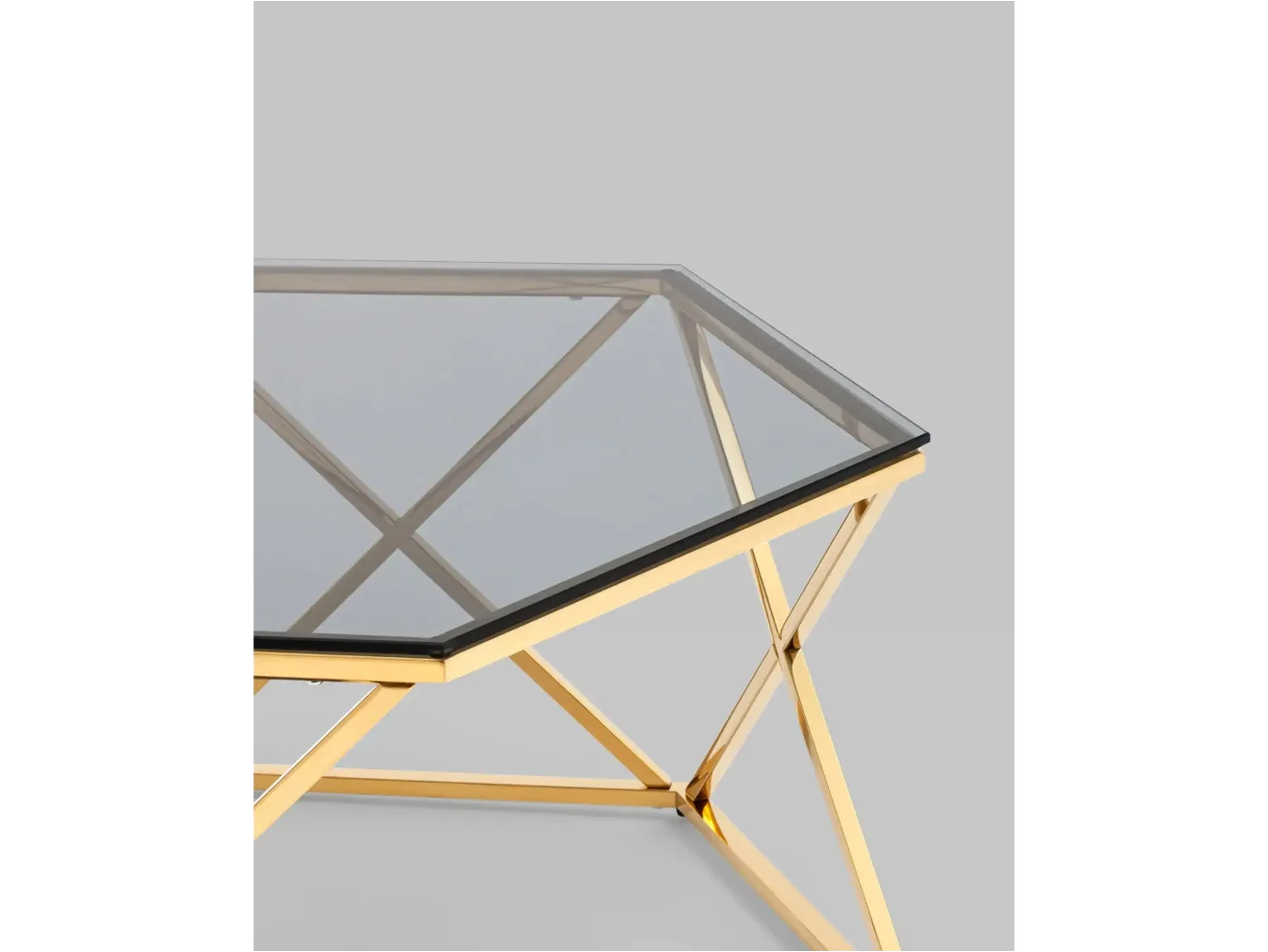 Журнальный столик STOOL GROUP Круз 93*80 Стекло smoke/Сталь золото арт. 1599899